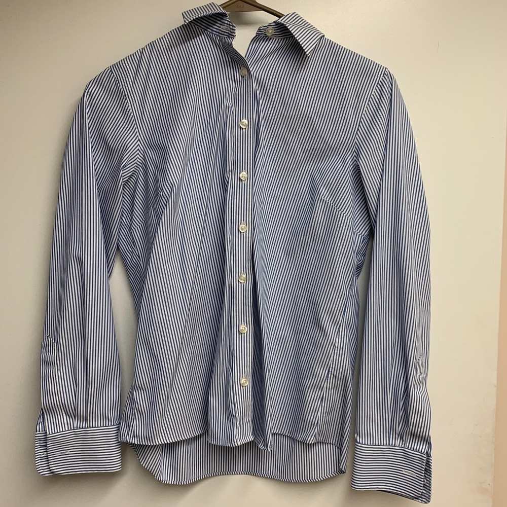 Lands’ End Button Down Striped Blouse